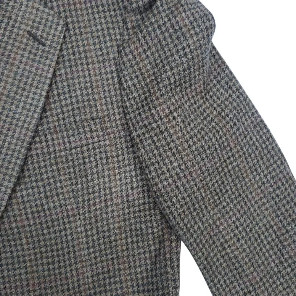 Vintage Ivy Prep Wool Blazer Jacket Sport Coat Brown Tweed Houndstooth 46R